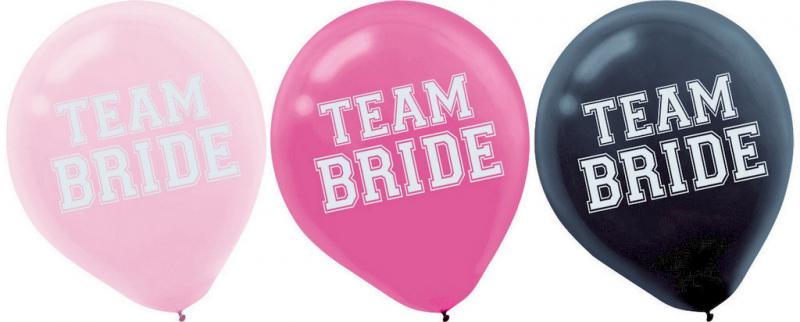 Team Bride Balloons (15) - Pink and Black (30cm) Amscan Australia