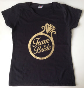Team Bride Tshirt - Black/Gold Unique Party Supplies NZ
