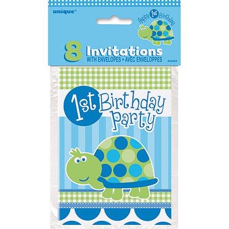 Turtle 1st Birthday Invitations - 8 Unique Party Supplies NZ