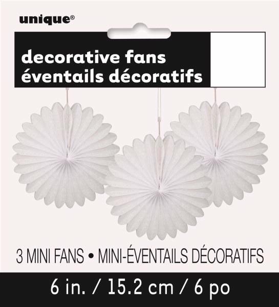 Small Decorative Paper Fans - White (3 Pack-6") Crosswear
