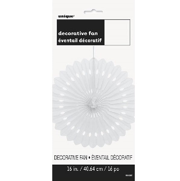 Large Decorative Paper Fan - White (Single fan-16") Crosswear