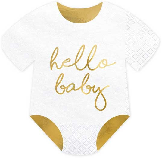 Baby Shower White & Gold Bodysuit Napkins (20) Crosswear