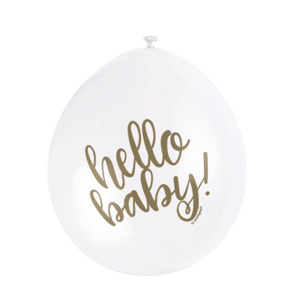 Hello Baby Balloons (10) - White (9") Crosswear