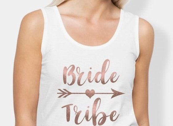 Bride to Be Arrow Singlet - White/Rose Gold Unique Party Supplies NZ