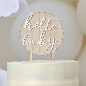 Hello Baby Wood Cake Topper