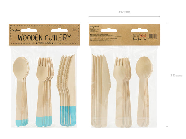 Wooden Cutlery - Mint Heart (18 Pieces) Crosswear